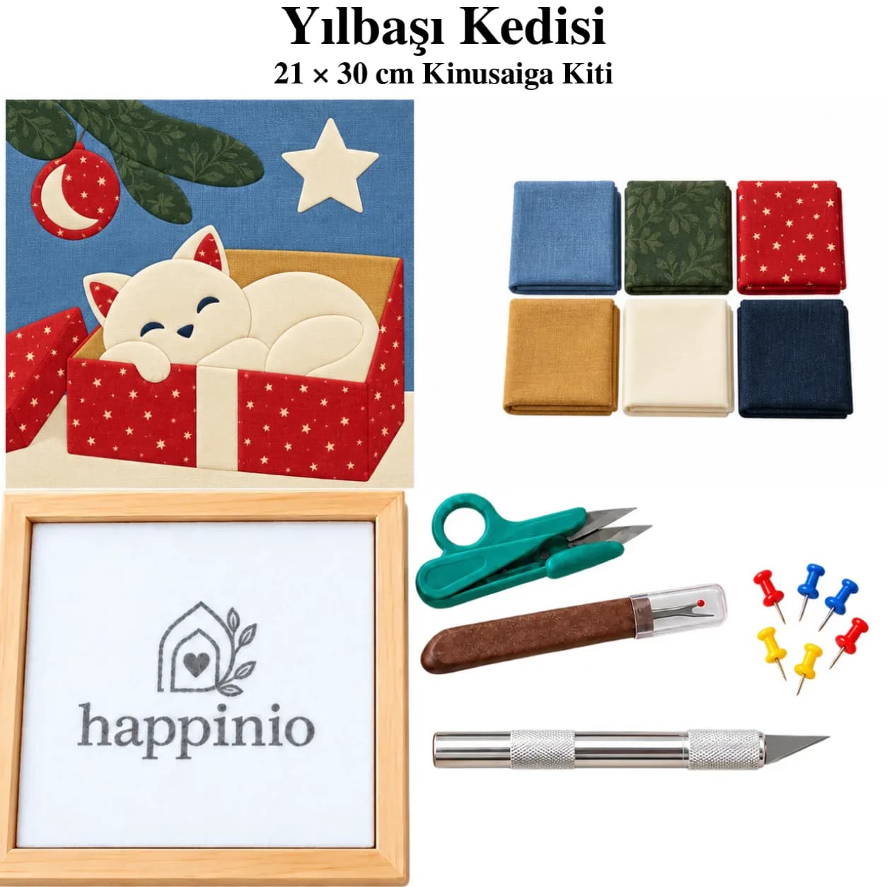 Yılbaşı Kedisi Kinusaiga Kiti - 21×30 cm