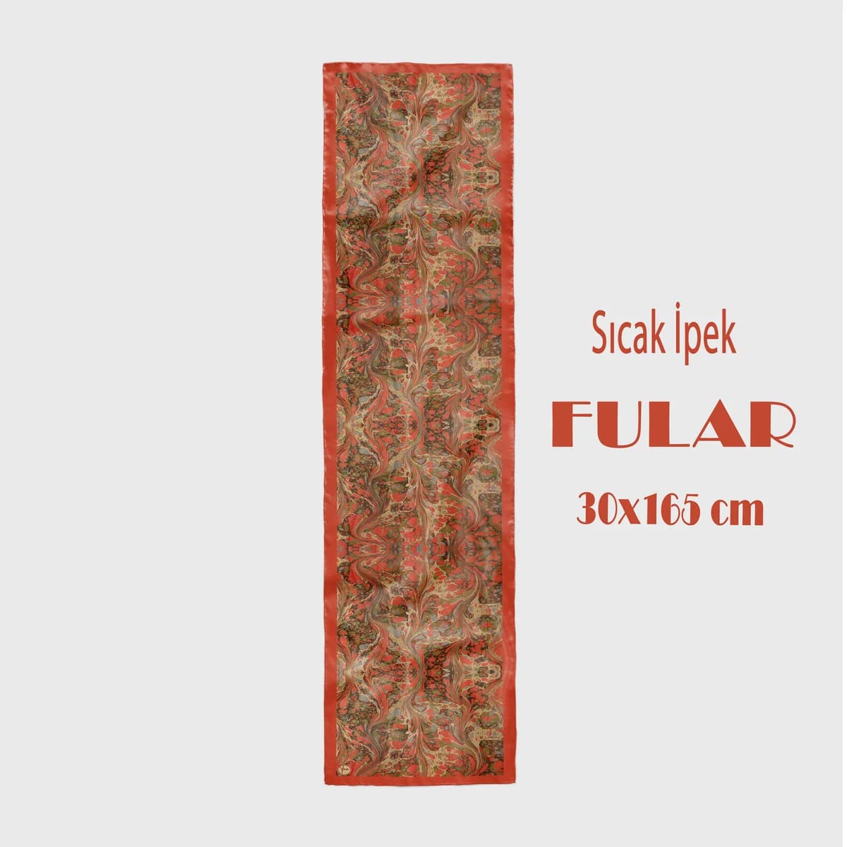 Tua İpek Sıcak İpek Desenli Turuncu Fular 30×165 cm