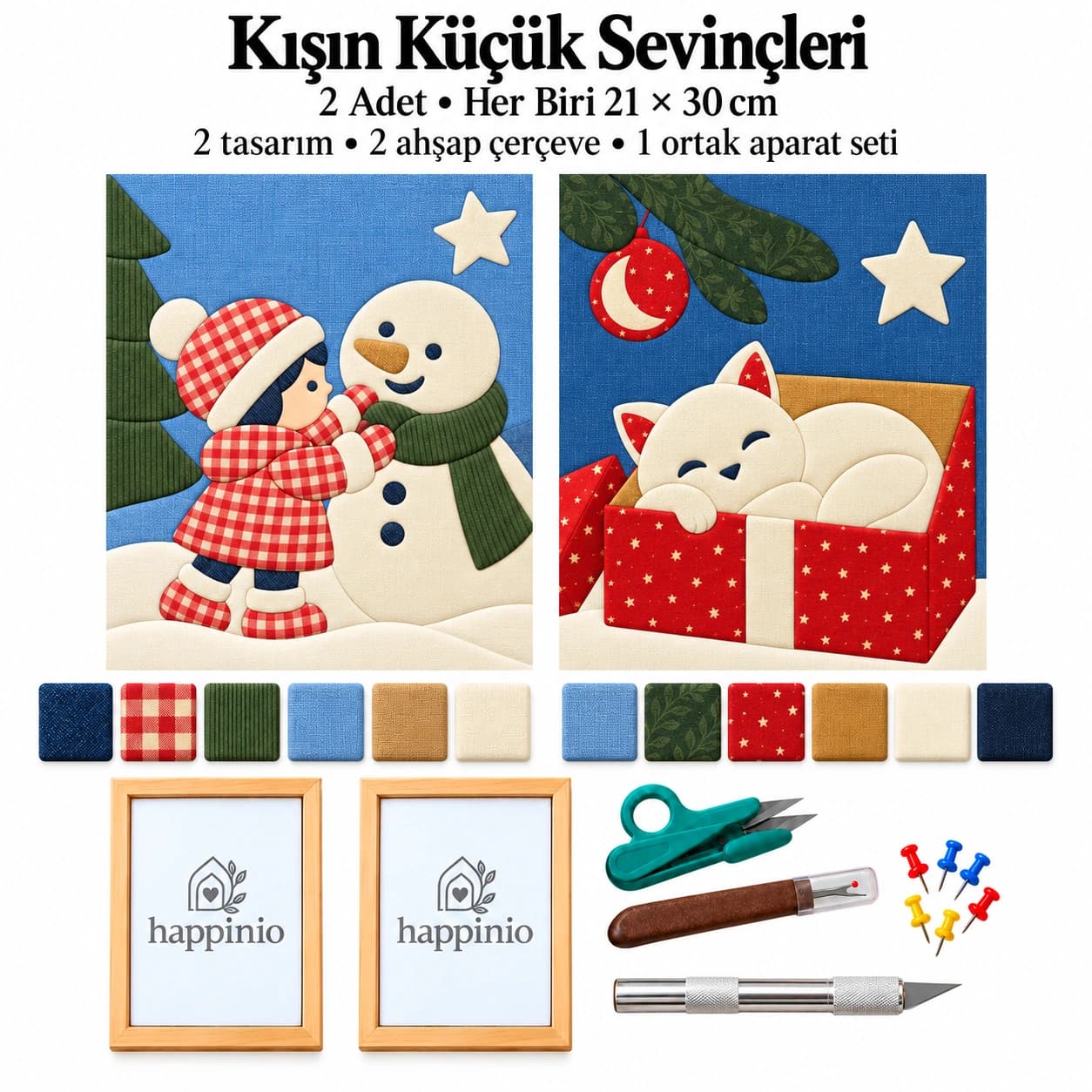 Kışın Küçük Sevinçleri İkili Kinusaiga Kiti - 2 Adet · Her Biri 21×30 cm