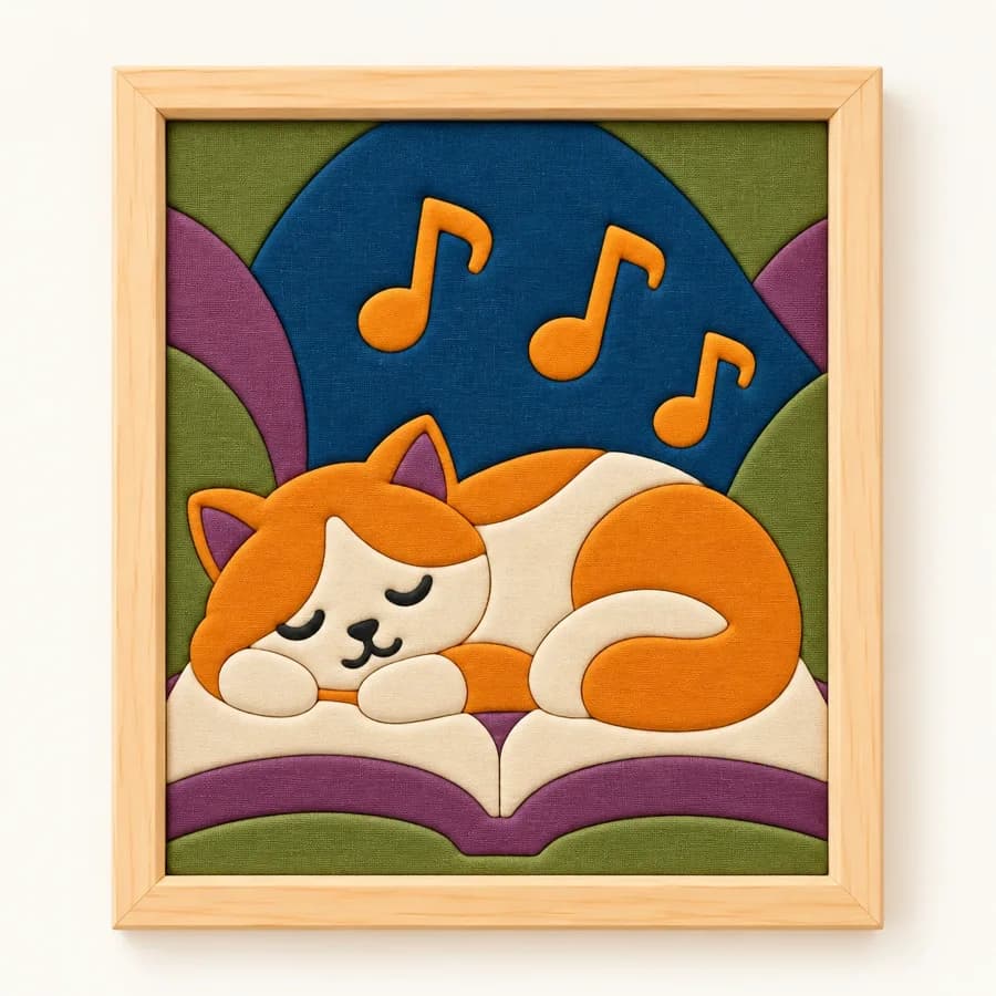 Bir Sayfa Uykusu Hazır Kinusaiga Kumaş Tablo - 21×30 cm