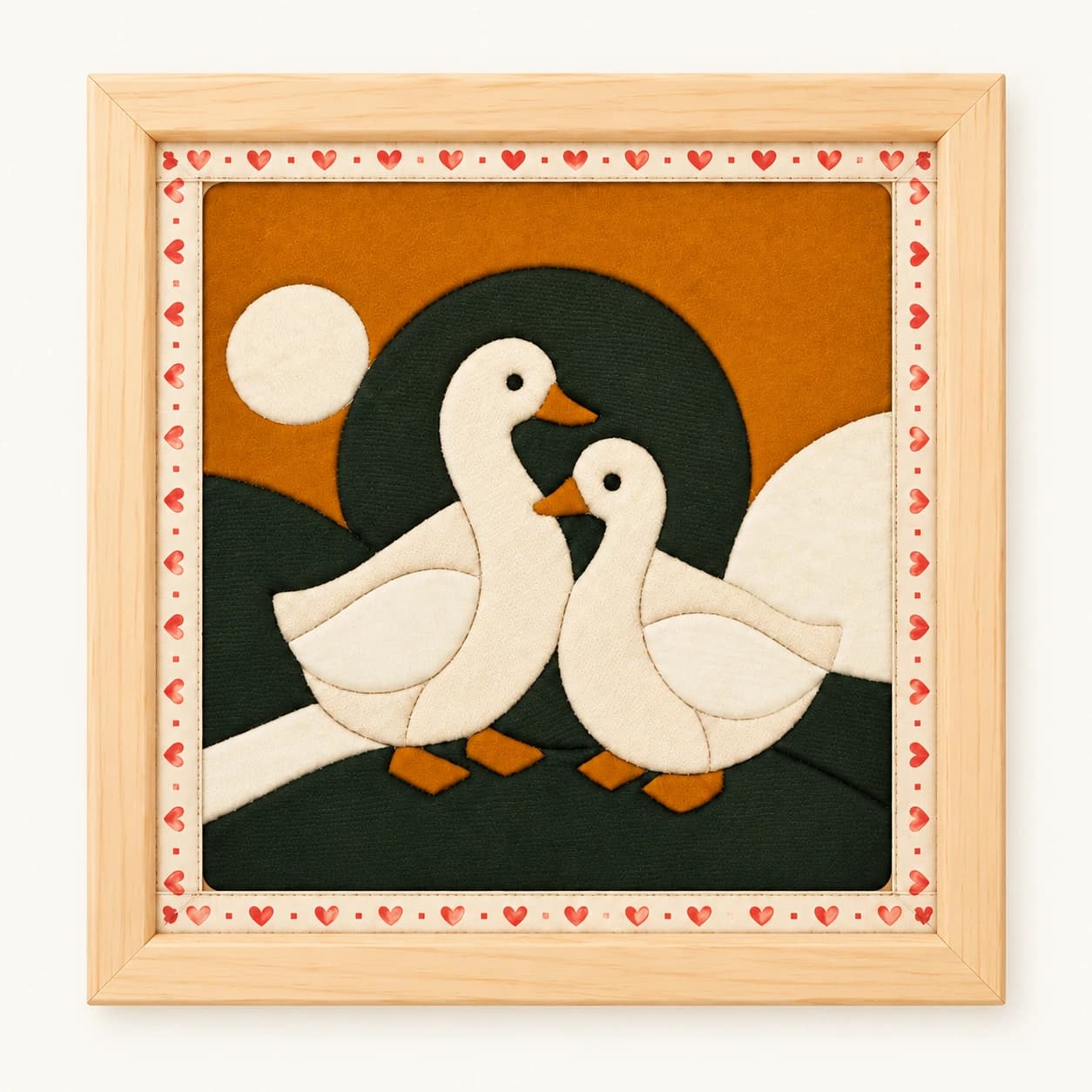 İki Ördek Hazır Kinusaiga Kumaş Tablo - 30×30 cm
