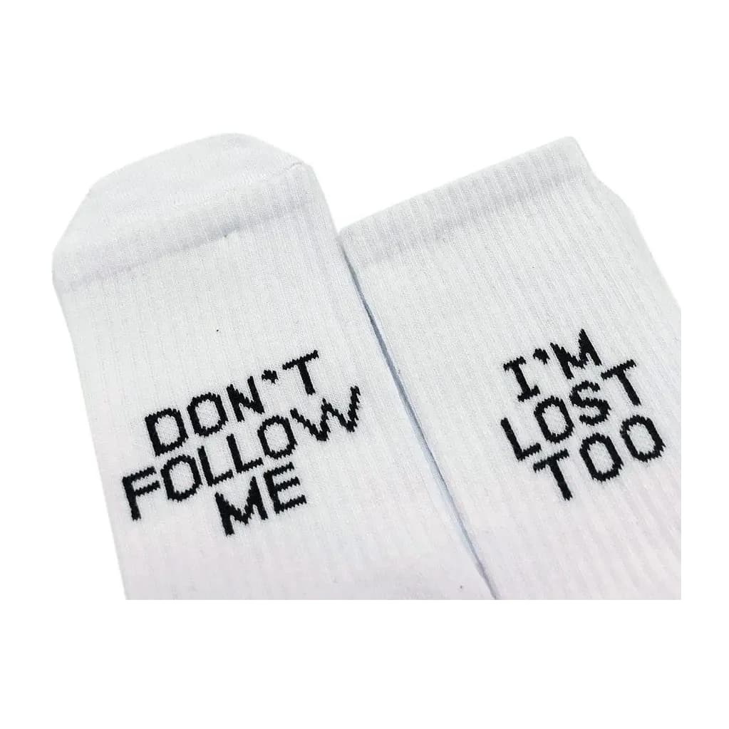 Don't Follow Me Yazılı Beyaz Spor Çorap