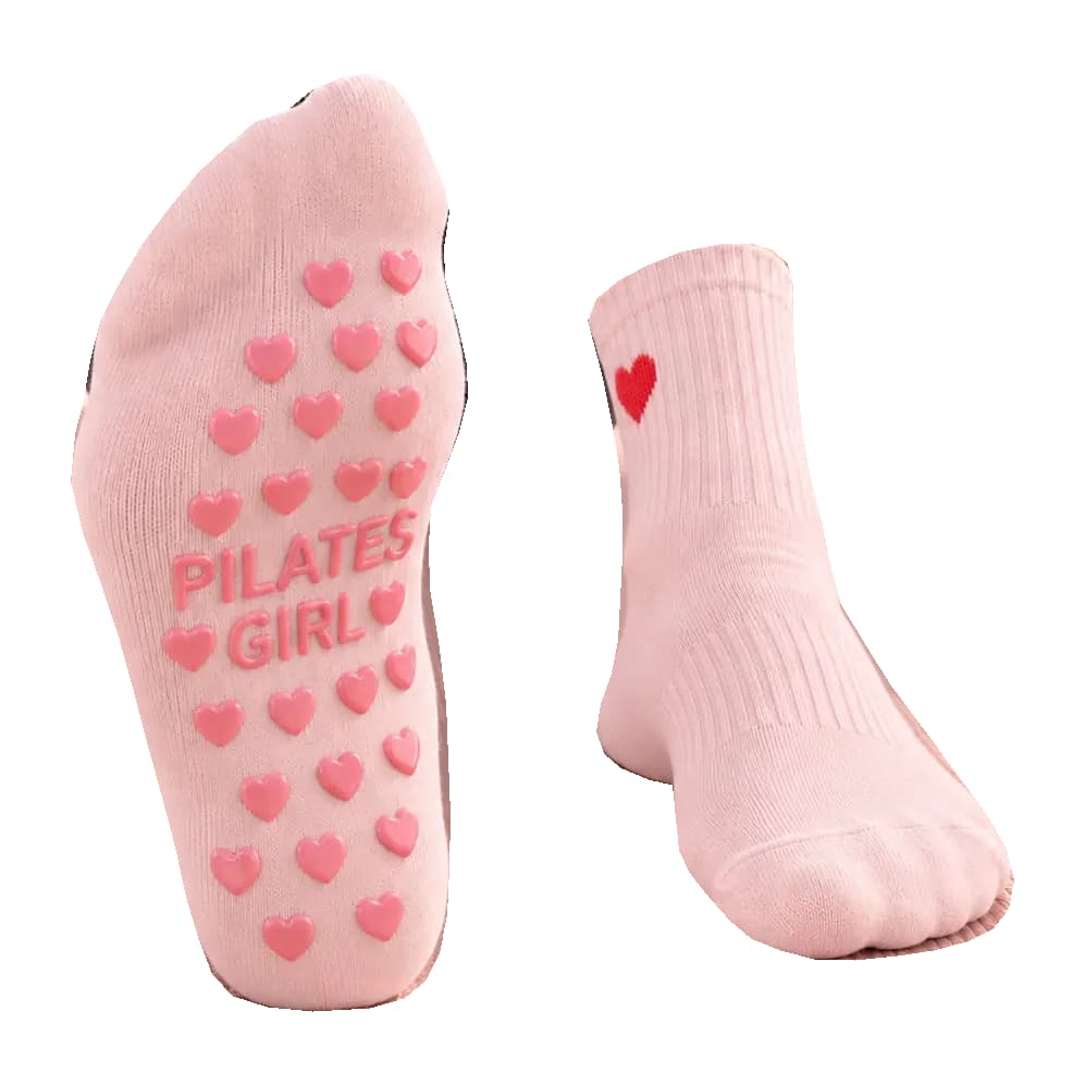 Pembe Kaydırmaz Tabanlı Pilates ve Yoga Çorabı