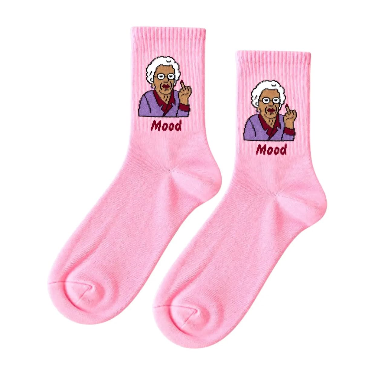 Grandma Mood Desenli Pembe Çorap