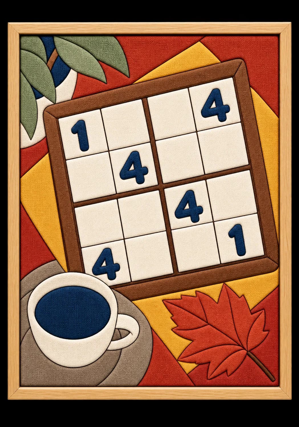 Sudoku Molası Hazır Kinusaiga Kumaş Tablo - 21×30 cm