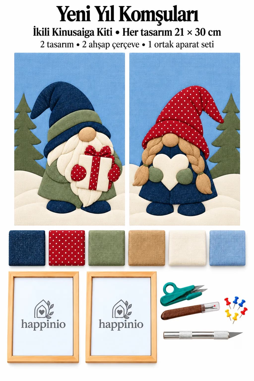 Yeni Yıl Komşuları İkili Kinusaiga Kiti - 2 Adet · Her Biri 21×30 cm