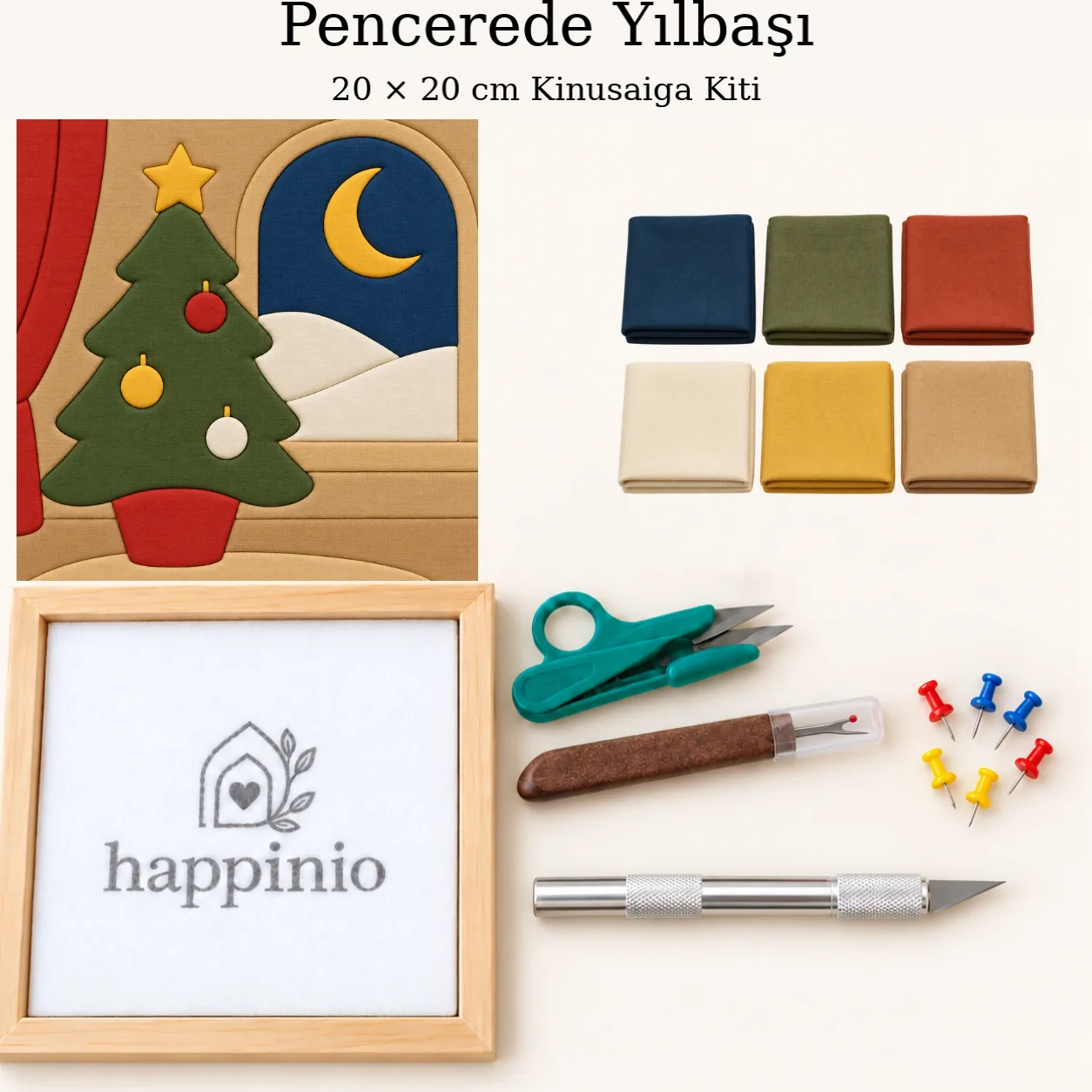 Pencerede Yılbaşı Kinusaiga Kiti – 20×20 cm
