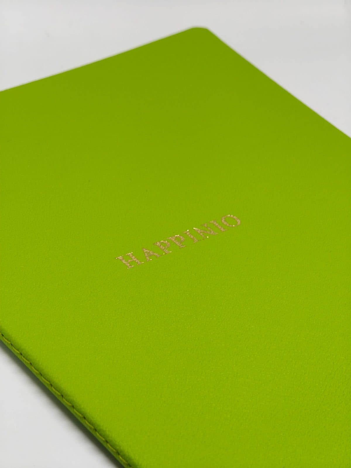 Vegan Deri Çizgili Defter - Fıstık Yeşili