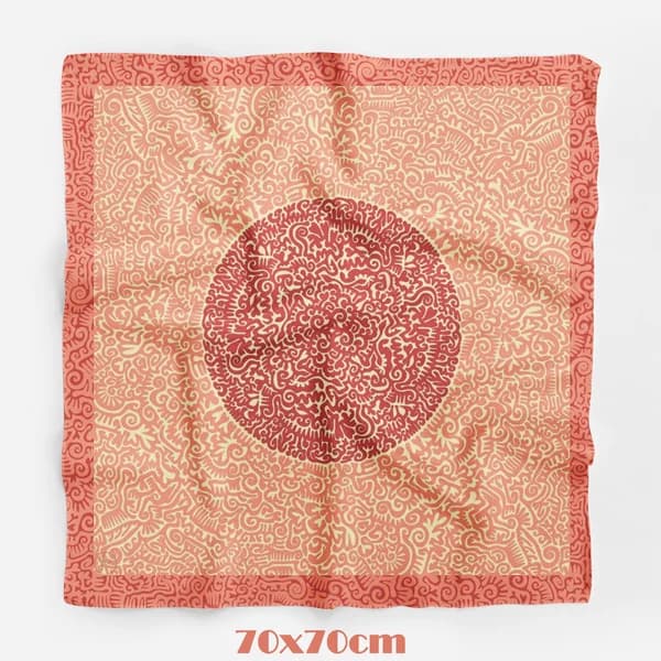 Tua İpek Solis Açık Turuncu Krem Bandana 70×70 cm