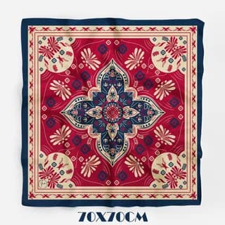 Tua İpek Kadim Aura Kırmızı Lacivert Bandana 70×70 cm