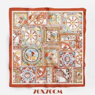 Tua İpek Mozaik Düşler Turuncu Bandana 70×70 cm