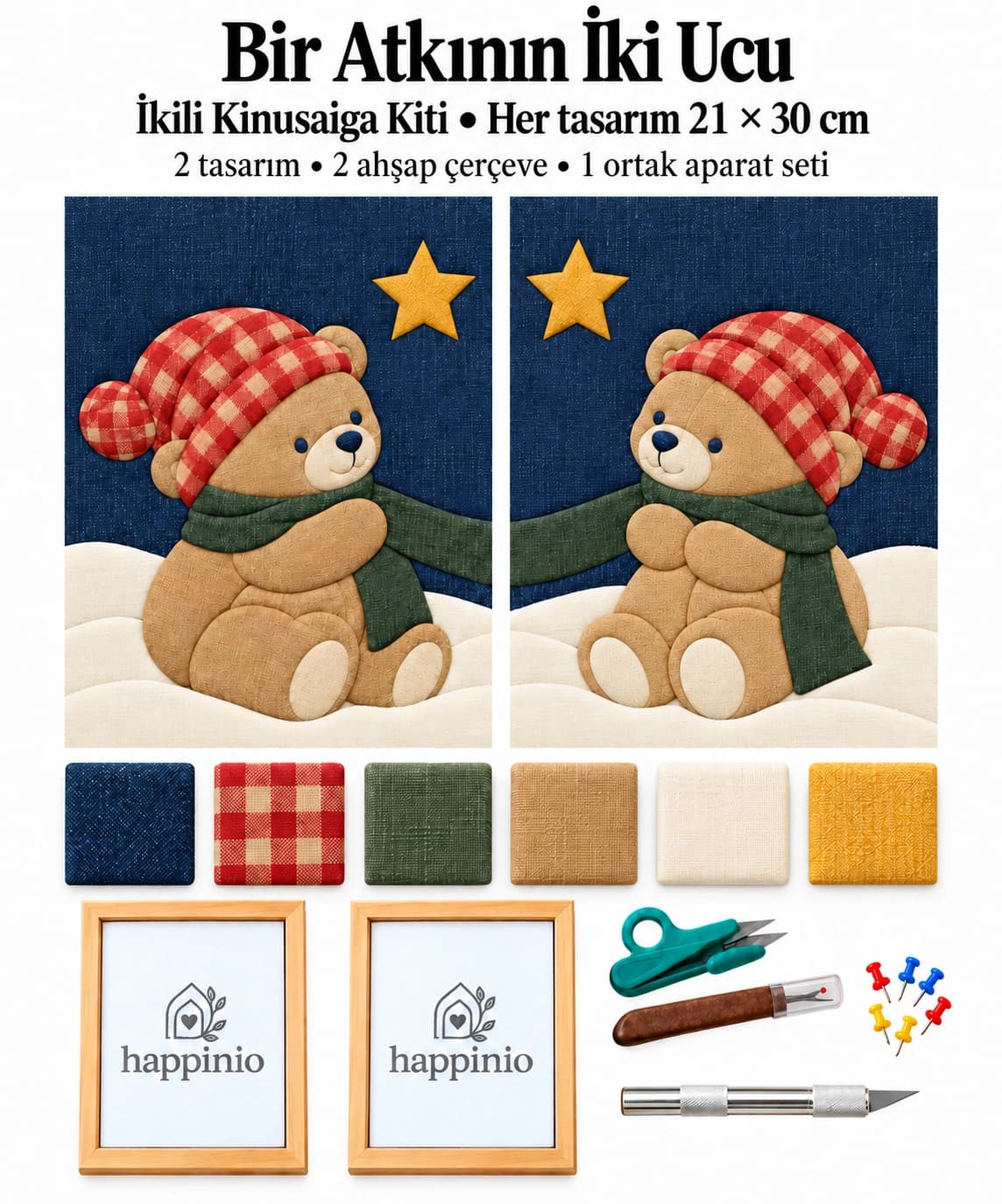 Bir Atkının İki Ucu İkili Kinusaiga Kiti - 2 Adet · Her Biri 21×30 cm