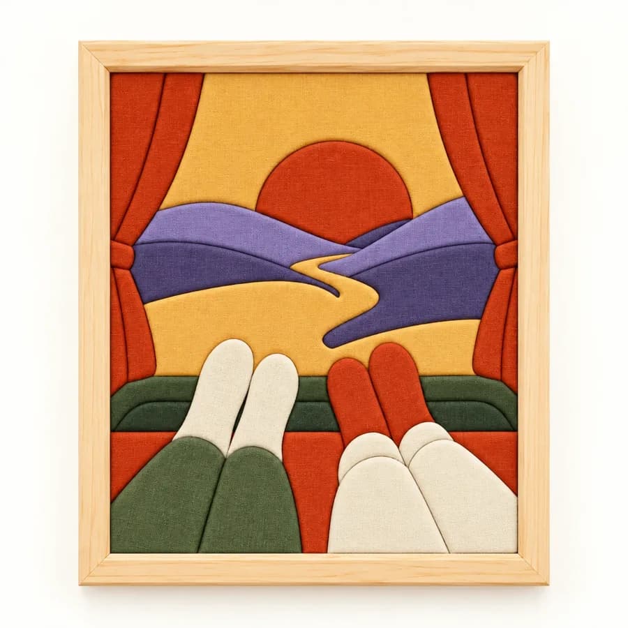 Rotamız Hayaller Hazır Kinusaiga Kumaş Tablo - 21×30 cm