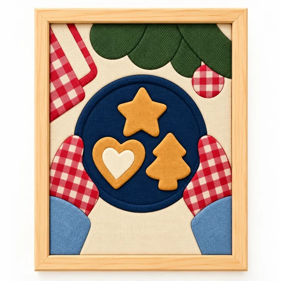 Yeni Yıl Mutfağı Hazır Kinusaiga Kumaş Tablo - 21×30 cm