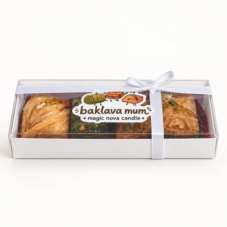 Magic Nova Candle Baklava Kutusu El Yapımı Soya Mum Seti