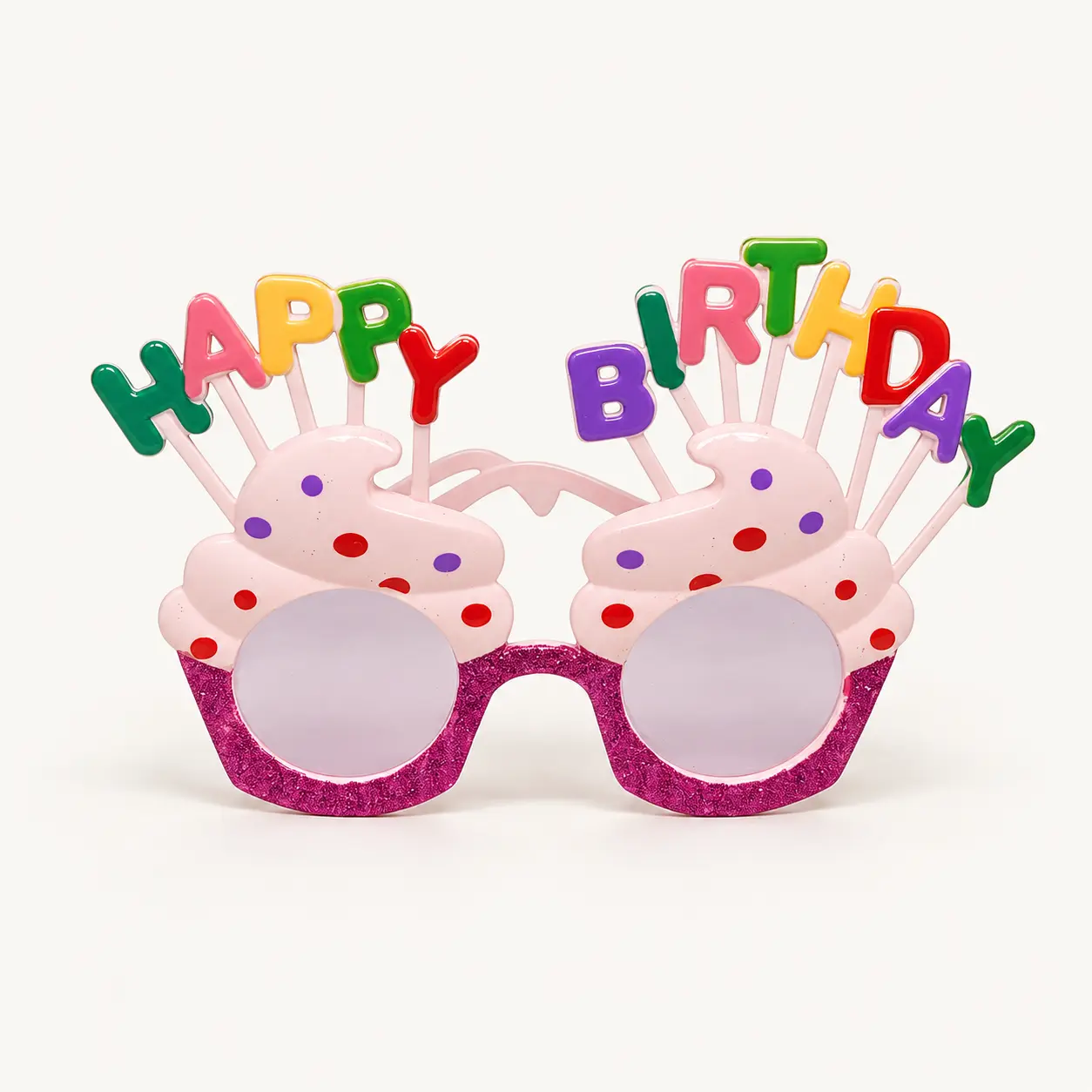 Happy Birthday Beyaz Fuşya Parti Gözlüğü