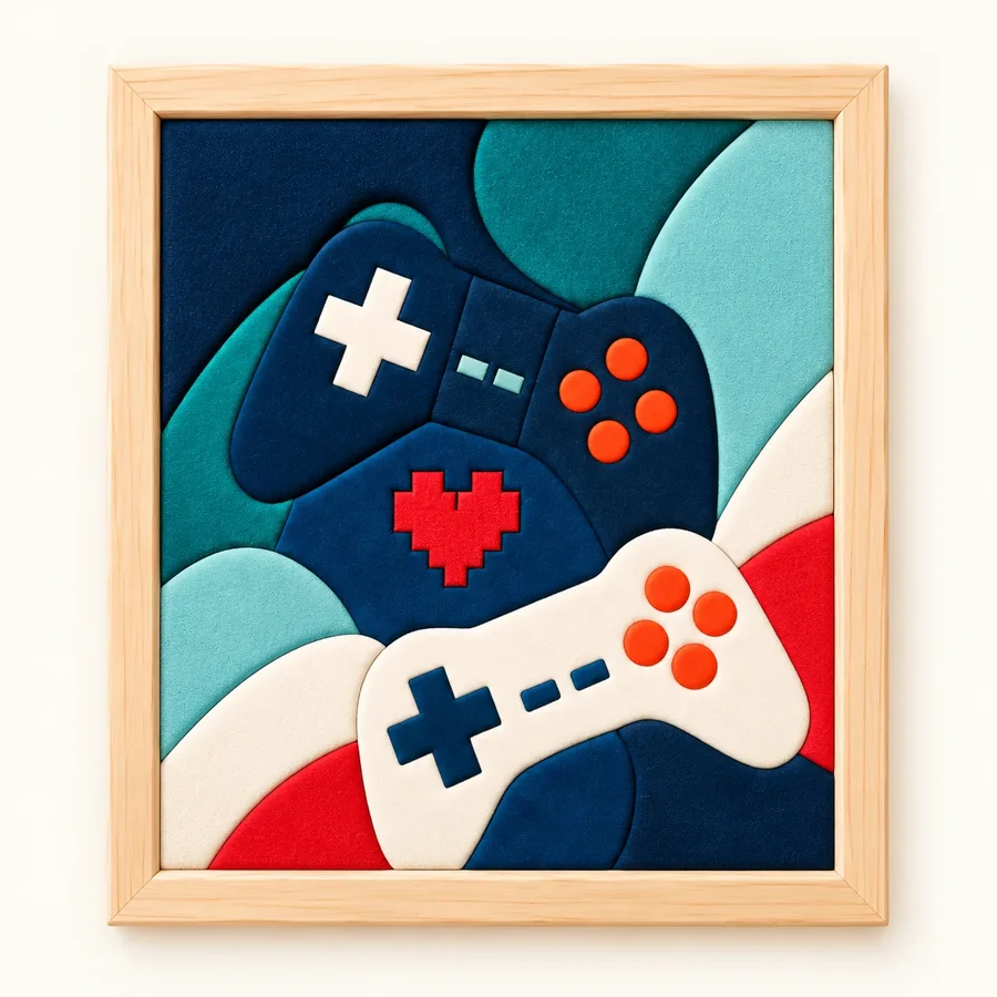 Aynı Oyundayız Hazır Kinusaiga Kumaş Tablo - 21×30 cm