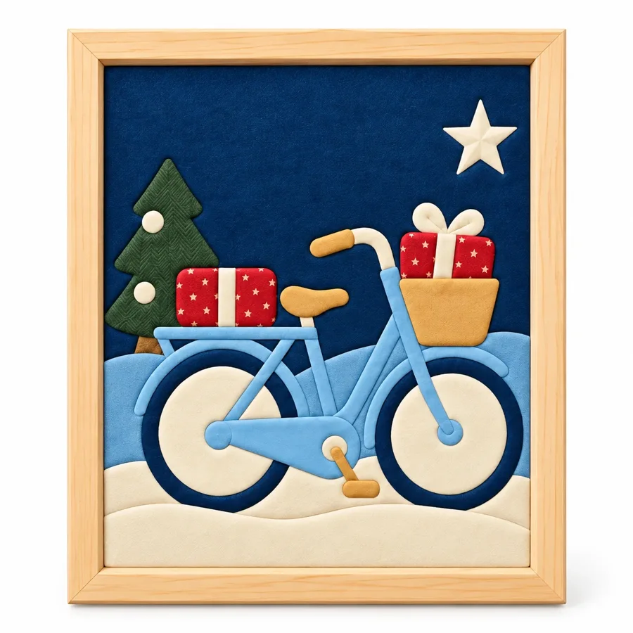 Yeni Yıla Pedal Hazır Kinusaiga Kumaş Tablo - 21×30 cm