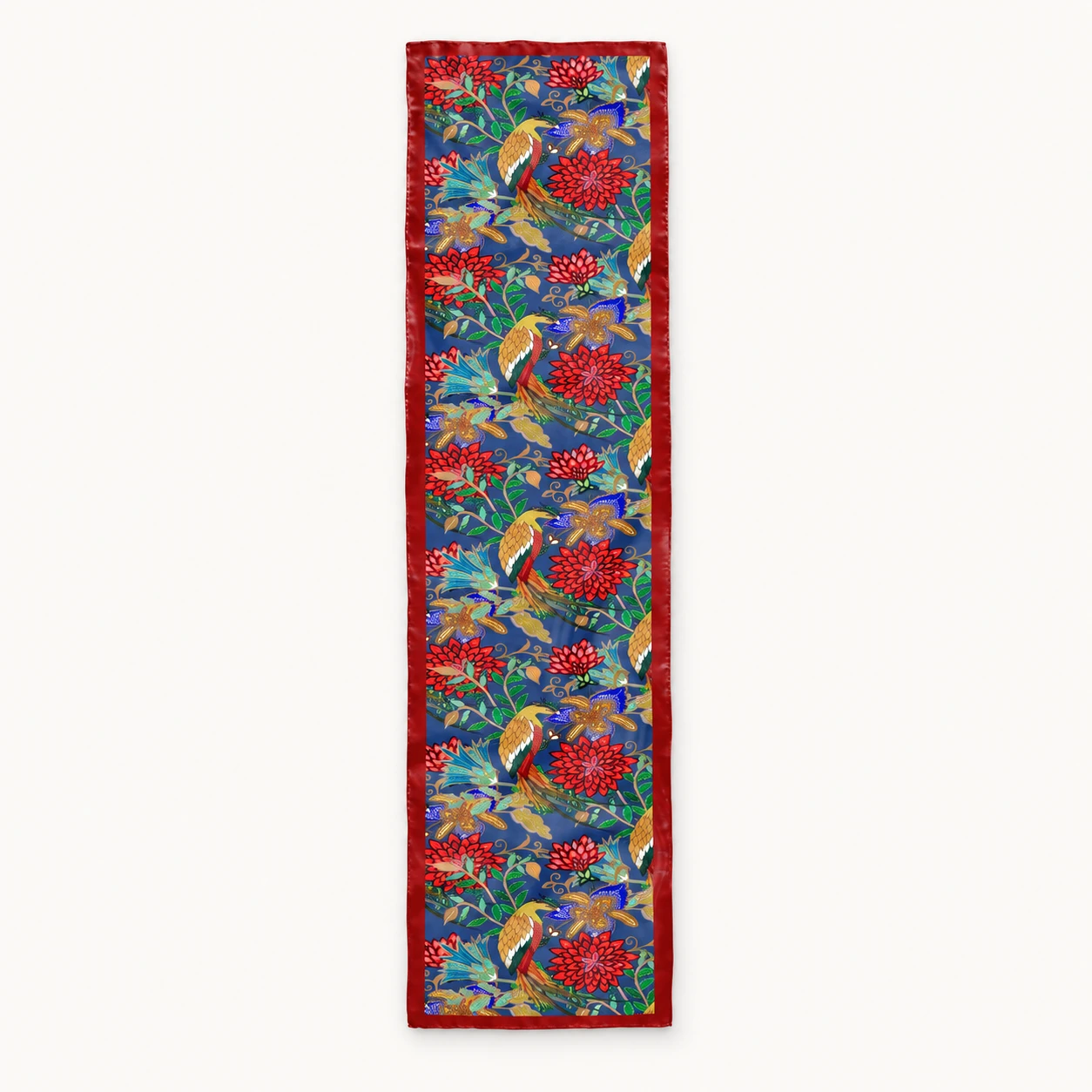 Tua İpek Kraliçe Bahçesi Kırmızı Fular 30×165 cm