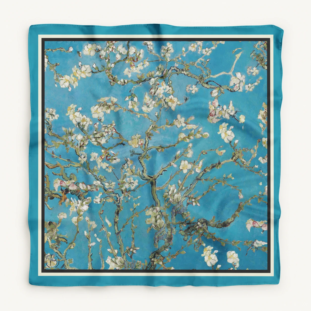 Tua İpek Blue Blossom Mavi Çiçekli Bandana 70×70 cm