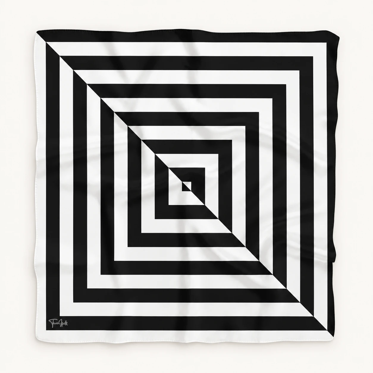 Tua İpek Hipnotic Siyah Beyaz Eşarp 90×90 cm